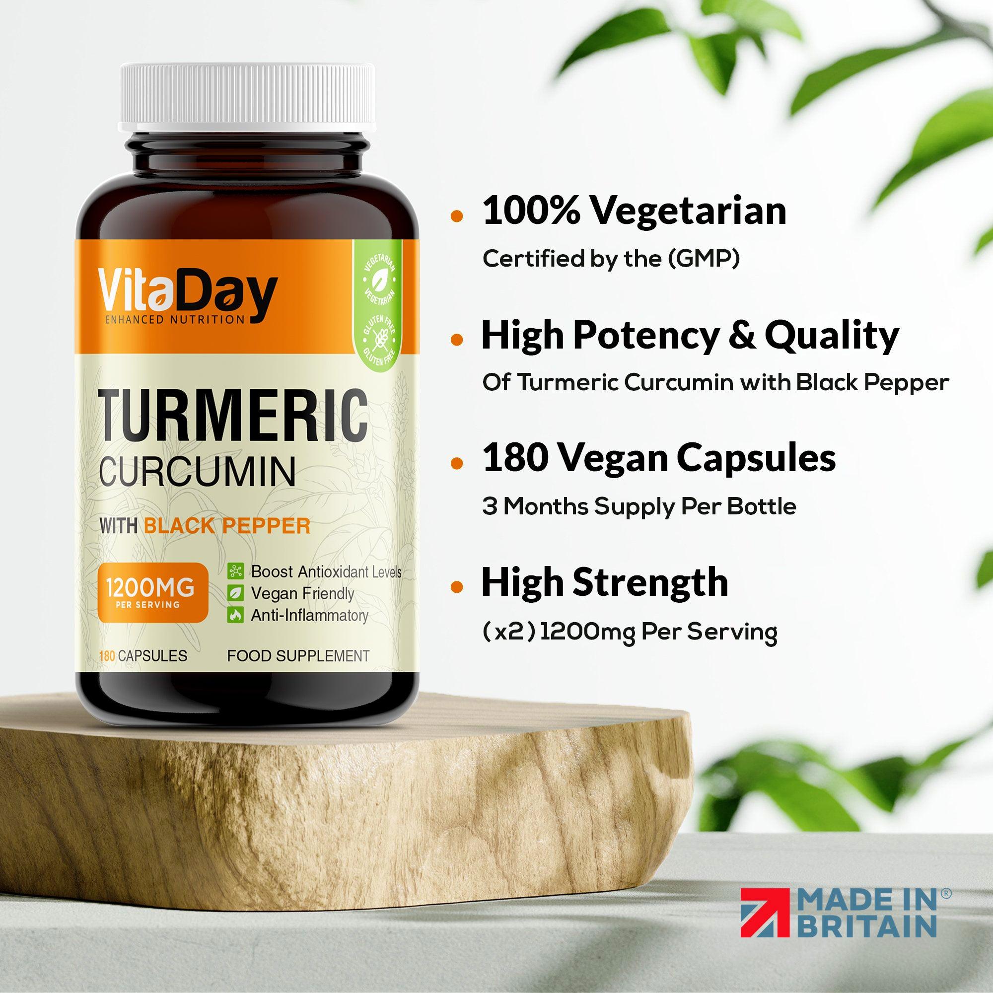 Turmeric Curcumin 1200mg with Black Pepper Vitamin - Vitaday